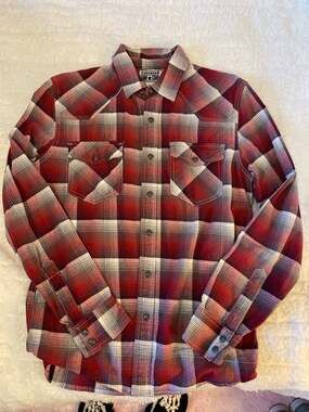Converse One Star Men's Red Plaid Pearl Snap Western Flannel Shirt